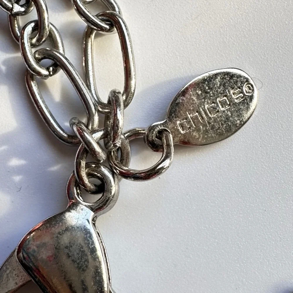 Chico's Silver Tone Layered Beaded Statement Necklace Brown Blue‎ Southwestern